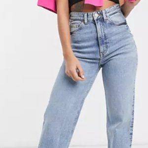 Monki Zami cotton high rise straight leg jeans - MBLUE Size 29 - Asos